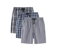 AjezMax Herren 3er Pack Schlafanzughose Kurz Baumwolle Kariert Pyjamahose Shorty Sommer Nachtwäsche Schlafshorts mit Taschen 2XL