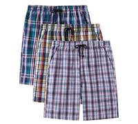 AjezMax Herren Schlafanzughose Kurz Baumwolle Kariert Pyjamahose Shorty Sommer Nachtwäsche Schlafshorts Schlafanzug Sleep Hose Pants Größe 3XL