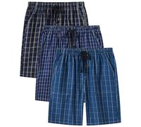 AjezMax Herren Schlafanzughose Kurz Baumwolle Kariert Pyjamahose Shorty Sommer Nachtwäsche Schlafshorts Schlafanzug Sleep Hose Pants Größe 3XL