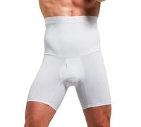 AJMDGW Männer Bauchkontrolle Shorts Hohe Taille Abnehmen Shapewear Body Shaper Bein Unterwäsche Slips(Weiß,XL)