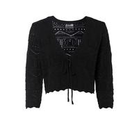 Ajourstrickjacke BONPRIX "Ajour-Bolero", Damen, Gr. 36/38 (S), schwarz, Strick, Obermaterial: 50% Baumwolle, 50% Polyacryl, unifarben, bequem taillenlang, V-Ausschnitt, weit Strickkante, Strickjacken