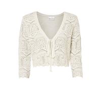 Ajourstrickjacke BONPRIX "Ajour-Bolero", Damen, Gr. 48/50 (XL), weiß, Strick, Obermaterial: 50% Baumwolle, 50% Polyacryl, unifarben, bequem taillenlang, V-Ausschnitt, weit Strickkante, Strickjacken Aj
