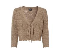 Ajourstrickjacke BONPRIX "Ajour-Bolero", Damen, Gr. 52/54 (XXL), braun (taupe), Strick, Obermaterial: 50% Baumwolle, 50% Polyacryl, unifarben, bequem taillenlang, V-Ausschnitt, weit Strickkante, Stric