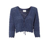 Ajourstrickjacke BONPRIX "Ajour-Bolero", Damen, Gr. 56/58 (XXXL), blau (indigo), Strick, Obermaterial: 50% Baumwolle, 50% Polyacryl, unifarben, bequem taillenlang, V-Ausschnitt, weit Strickkante, Stri