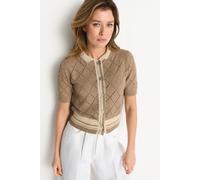 Ajour-Cardigan mit Polokragen XS caffee latte