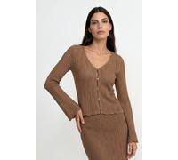 Ajour-Strickjacke mit Knöpfen S coconut bark