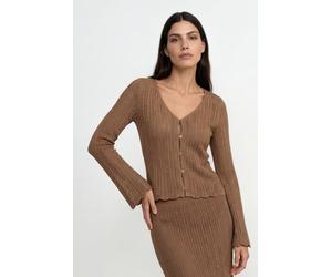 Ajour-Strickjacke mit Knöpfen S coconut bark