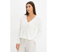 Ajourpullover BONPRIX "Ajour-Pullover", Damen, Gr. 48/50 (XL), weiß (wollweiß), Obermaterial: 67% Polyacryl, 30% Polyester, 3% Elasthan, lässig geschnitten, Pullover Ajourpullover, aus Polyacryl, Poly