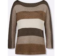 Ajourpullover braun-sand-gemustert 38
