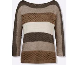 Ajourpullover braun-sand-gemustert 46