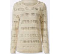 Ajourpullover HEINE "Pullover", Damen, Gr. 42, beige (champagner), 100% Baumwolle, unifarben, Pullover (90972265-42) champagner
