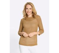 Ajourpullover CLASSIC BASICS "Ajour-Pullover", Damen, Gr. 40, beige (camel), 100% Polyacryl, unifarben, Pullover (26742758-40) camel
