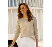 Ajourpullover CLASSIC BASICS "Ajour-Pullover", Damen, Gr. 44, beige (sand), 100% Baumwolle, unifarben, Pullover (63866149-44) sand