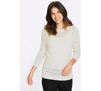 Ajourpullover CLASSIC BASICS "Ajour-Pullover", Damen, Gr. 44, weiß, 100% Baumwolle, unifarben, Pullover (73621060-44) weiß