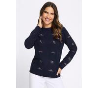 Ajourpullover CLASSIC BASICS "Ajour-Pullover", Damen, Gr. 46, blau (marine), 100% Polyacryl, geblümt, gemustert, mehrfarbig, Pullover (67400428-46) marine