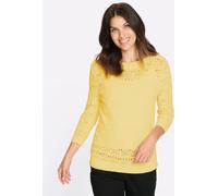 Ajourpullover CLASSIC BASICS "Ajour-Pullover", Damen, Gr. 46, gelb (zitrone), 100% Baumwolle, unifarben, Pullover (28411425-46) zitrone