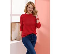 Ajourpullover CLASSIC BASICS "Ajour-Pullover", Damen, Gr. 46, rot (erdbeere), 100% Polyacryl, unifarben, Pullover (10636002-46) erdbeere