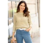 Ajourpullover CLASSIC BASICS "Rundhals-Pullover", Damen, Gr. 46, beige (sand), 100% Polyacryl, gemustert, gepunktet, unifarben, Pullover (12545346-46) sand