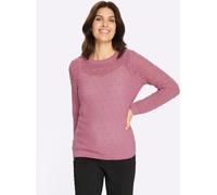 Ajourpullover CLASSIC BASICS "Rundhals-Pullover", Damen, Gr. 48, rosa (altrosa), 100% Polyacryl, gemustert, gepunktet, unifarben, Pullover (10198128-48) altrosa