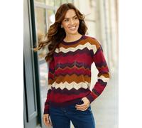 Ajourpullover CLASSIC BASICS "Strickpullover", Damen, Gr. 46, bunt (cognac, ecru, gemustert), 100% Polyacryl, gemustert, mehrfarbig, Pullover (68135227-46) cognac, ecru, gemustert