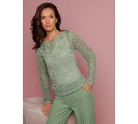Ajourpullover CREATION L PREMIUM "Lyocell-Mix-Pullover", Damen, Gr. 44, grün (eucalyptus, ecru, meliert), 50% Lyocell, 19% Leinen, 16% Baumwolle, 15% Polyamid, gemustert, meliert, Pullover (22931022-4