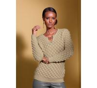 Ajourpullover CREATION L "Pullover", Damen, Gr. 50, beige (sand), 68% Polyacryl, 28% Polyester, 4% Elasthan, unifarben, Pullover (91119052-50) sand