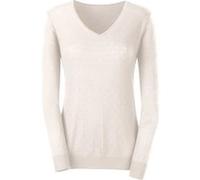 Ajourpullover INSPIRATIONEN "Pullover", Damen, Gr. 38, beige (ecru), 60% Viskose, 40% Baumwolle, unifarben, figurbetont, Pullover (653304-38) ecru