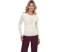 Ajourpullover CLASSIC BASICS "Langarm-Pullover", Damen, Gr. 44, weiß (ecru), 100% Polyacryl, unifarben, Pullover (46791631-44) ecru