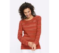 Ajourpullover HEINE "Pullover", Damen, Gr. 42, rot (terra), 100% Baumwolle, unifarben, Pullover (71969654-42) terra