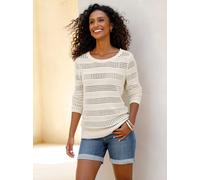 Ajourpullover HEINE "Pullover", Damen, Gr. 44, beige (champagner), 100% Baumwolle, unifarben, Pullover (90972265-44) champagner