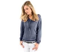 Ajourpullover INSPIRATIONEN "Pullover", Damen, Gr. 38, blau (blaugrau), 60% Viskose, 40% Baumwolle, unifarben, figurbetont, Pullover (666353-38) blaugrau