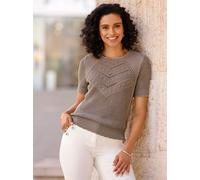 Ajourpullover INSPIRATIONEN "Pullover", Damen, Gr. 38, grau (taupe), 100% Baumwolle, unifarben, Pullover (72481706-38) taupe