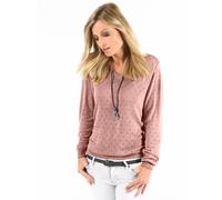 Ajourpullover INSPIRATIONEN "Pullover", Damen, Gr. 40, rosa (rosé), 60% Viskose, 40% Baumwolle, unifarben, figurbetont, Pullover (864317-40) rosé