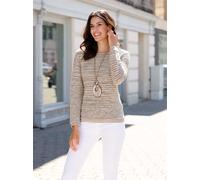 Ajourpullover INSPIRATIONEN "Pullover", Damen, Gr. 46, beige (ecru, sesam, meliert), 100% Baumwolle, gemustert, mehrfarbig, Pullover (42974367-46) ecru, sesam, meliert