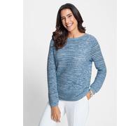 Ajourpullover INSPIRATIONEN "Pullover", Damen, Gr. 48, blau (ecru, aqua, meliert), 100% Baumwolle, gemustert, mehrfarbig, Pullover (47777906-48) ecru, aqua, meliert