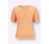 Ajourpullover INSPIRATIONEN "Pullover", Damen, Gr. 48, orange (apricot), 100% Baumwolle, unifarben, Pullover (56514316-48) apricot