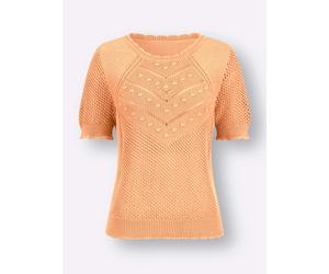 Ajourpullover INSPIRATIONEN "Pullover", Damen, Gr. 52, orange (apricot), 100% Baumwolle, unifarben, Pullover (56514316-52) apricot