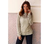 Ajourpullover INSPIRATIONEN "Stehkragen-Pullover", Damen, Gr. 48, beige (champagner, bedruckt), 56% Polyacryl, 36% Polyamid, 8% Wolle, gemustert, Pullover (34144934-48) champagner, bedruckt