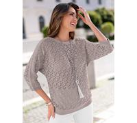 Ajourpullover LADY "Ajour-Pullover", Damen, Gr. 42, beige (hellgrau, meliert), 100% Baumwolle, meliert, Pullover (96667100-42) hellgrau, meliert