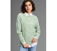 Ajourpullover LAURA SCOTT, Damen, Gr. 36, grün (mint), Grobstrick, Obermaterial: 100% Polyacryl, unifarben, figurumspielend hüftbedeckend, Rundhals, Rippbündchen, Pullover, softer Übergangsstrick mit