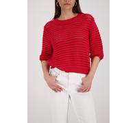 Ajourpullover MONARI "Pullover Basic Ajour", Damen, Gr. 38, rot, Strick, Obermaterial: 100% Baumwolle, unifarben, regular fit taillenbedeckt, Rundhals, eingesetzt Rippstrickbündchen, Pullover, Regular