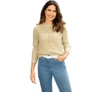 Ajourpullover CLASSIC BASICS "Rundhals-Pullover", Damen, Gr. 44, beige (sand), 100% Polyacryl, gemustert, gepunktet, unifarben, Pullover (12545346-44) sand