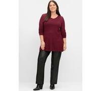 sheego Pullover aus Ajourstrick, in leichter A-Linie, rot, 52/54 weinrot