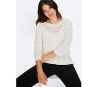 Ajourpullover CLASSIC BASICS "Ajour-Pullover", Damen, Gr. 38, weiß, 100% Baumwolle, unifarben, Pullover (73621060-38) weiß