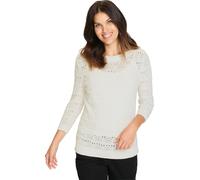Ajourpullover CLASSIC BASICS "Ajour-Pullover", Damen, Gr. 44, weiß, 100% Baumwolle, unifarben, Pullover (73621060-44) weiß