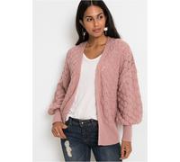 Ajourstrickjacke BONPRIX "Ajour-Strickjacke", Damen, Gr. 36/38 (S), rosa (rosenholz), Obermaterial: 100% Polyacryl, oversize, Strickjacken Ajourstrickjacke, Oversize-Passform, Ajour-Muster, femininer
