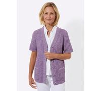 Ajourstrickjacke CLASSIC BASICS, Damen, Gr. 38, lila, ecru, meliert, 53% Polyacryl, 47% Baumwolle, meliert, unifarben, Strickjacken Ajourstrickjacke (63005002-38) lila, ecru, meliert
