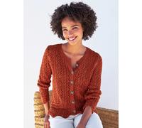 Ajourstrickjacke HEINE, Damen, Gr. 34, rot (rostrot), 50% Baumwolle, 50% Polyacryl, unifarben, Strickjacken Ajourstrickjacke (89318218-34) rostrot