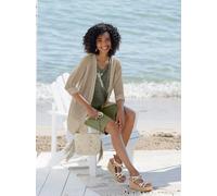 Ajourstrickjacke HEINE, Damen, Gr. 34, sand, 88% Polyacryl, 12% Polyamid, meliert, unifarben, Strickjacken Ajourstrickjacke (15353861-34) sand
