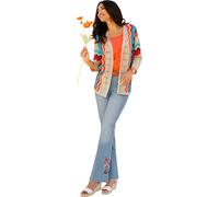 Strickjacke CLASSIC BASICS, Damen, Gr. 46, bunt (sand, erdbeere, gemustert), 100% Polyacryl, gemustert, gestreift, mehrfarbig, Strickjacken Strickjacke (35307349-46) sand, erdbeere, gemustert